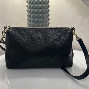 Sleek Black Leather Crossbody Bag